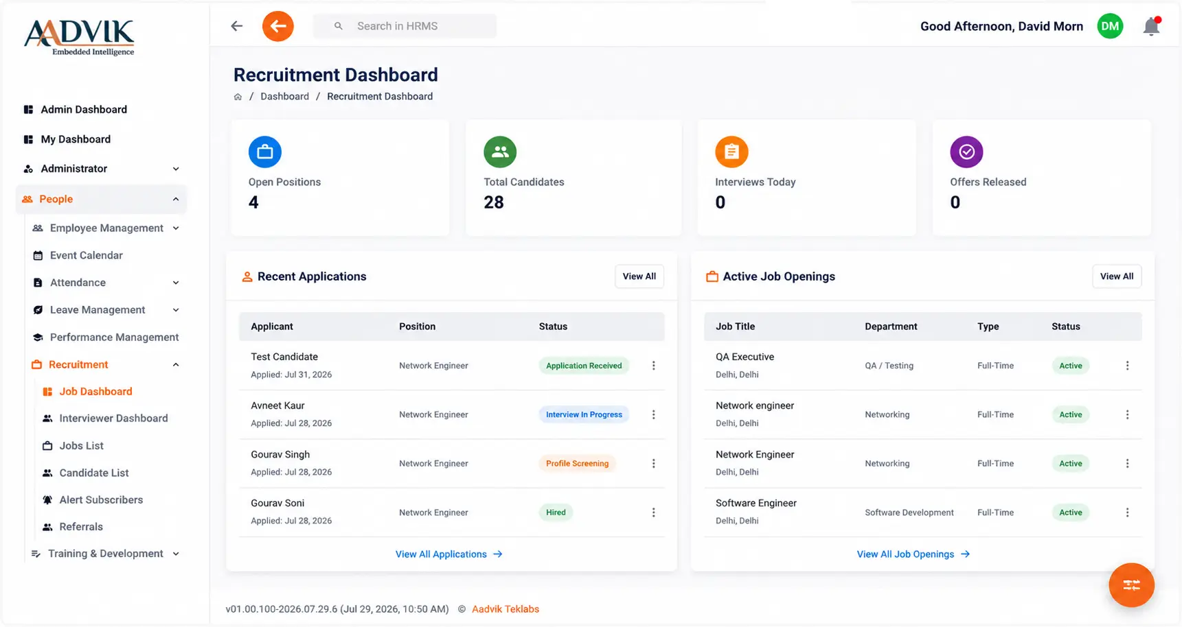 Dashboard view 1